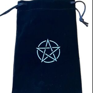 Black Velvet Drawstring Bag with Pentagram Design